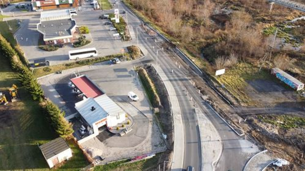 Widok na przebudowę ronda na DK61 w Pułtusku