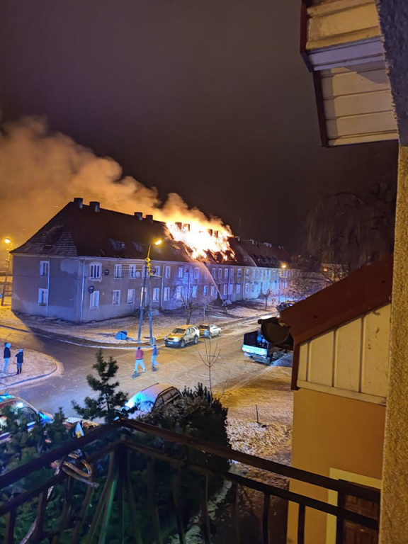 Pożar kamienicy na ul. Traugutta w Pułtusku