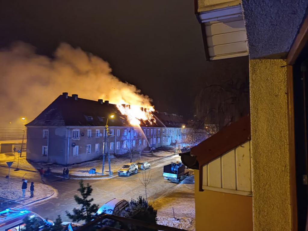 Pożar kamienicy na ul. Traugutta w Pułtusku