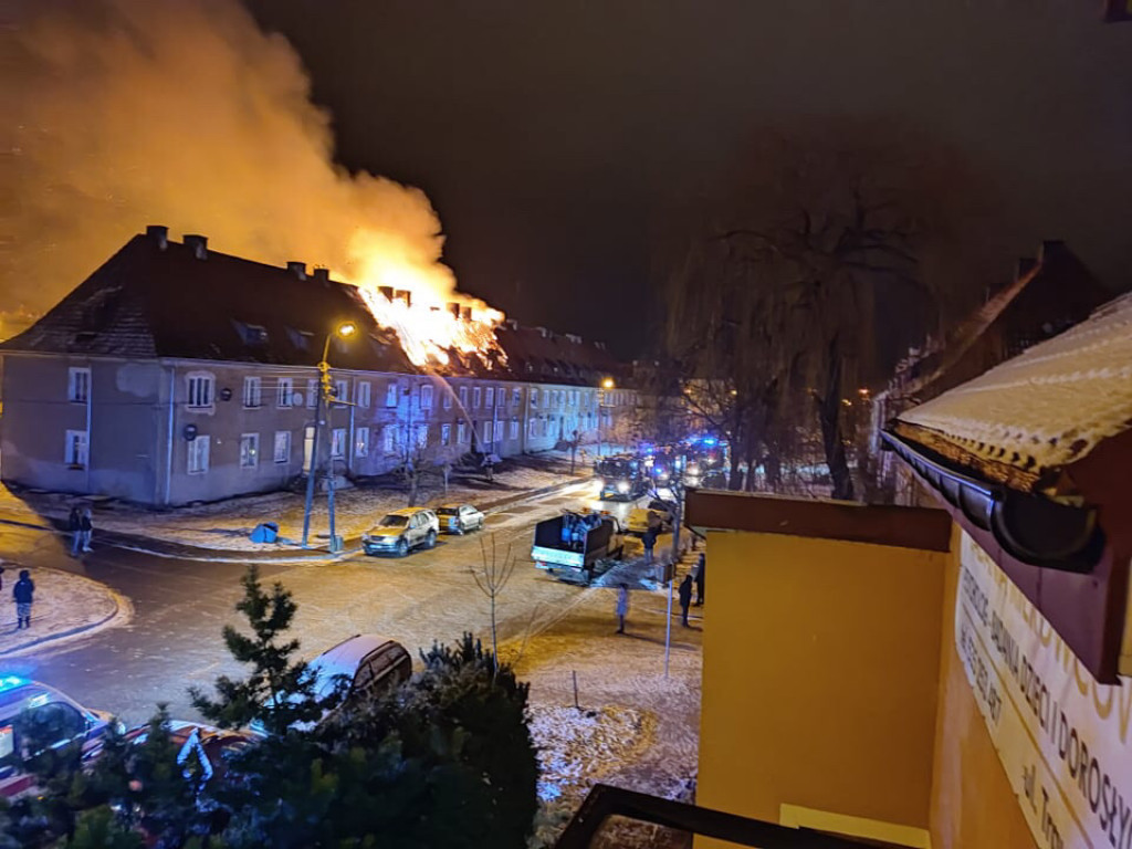 Pożar kamienicy na ul. Traugutta w Pułtusku