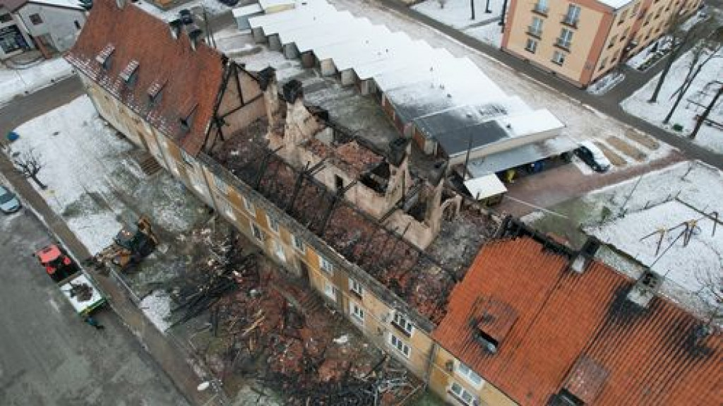 Pożar kamienicy na ul. Traugutta w Pułtusku