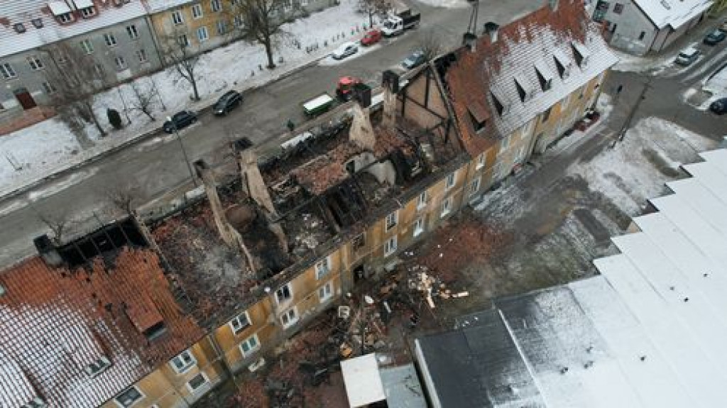 Pożar kamienicy na ul. Traugutta w Pułtusku