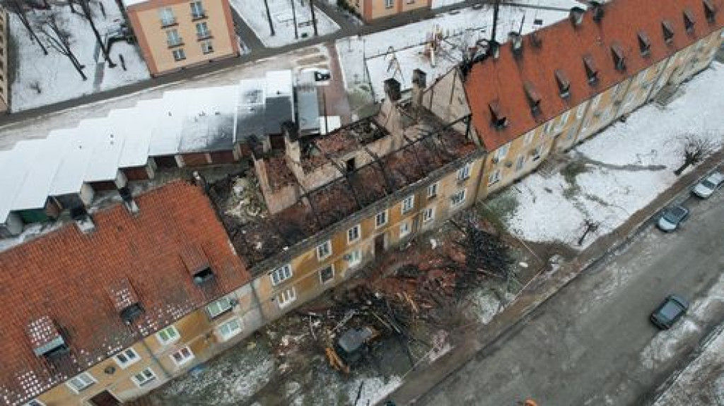 Pożar kamienicy na ul. Traugutta w Pułtusku