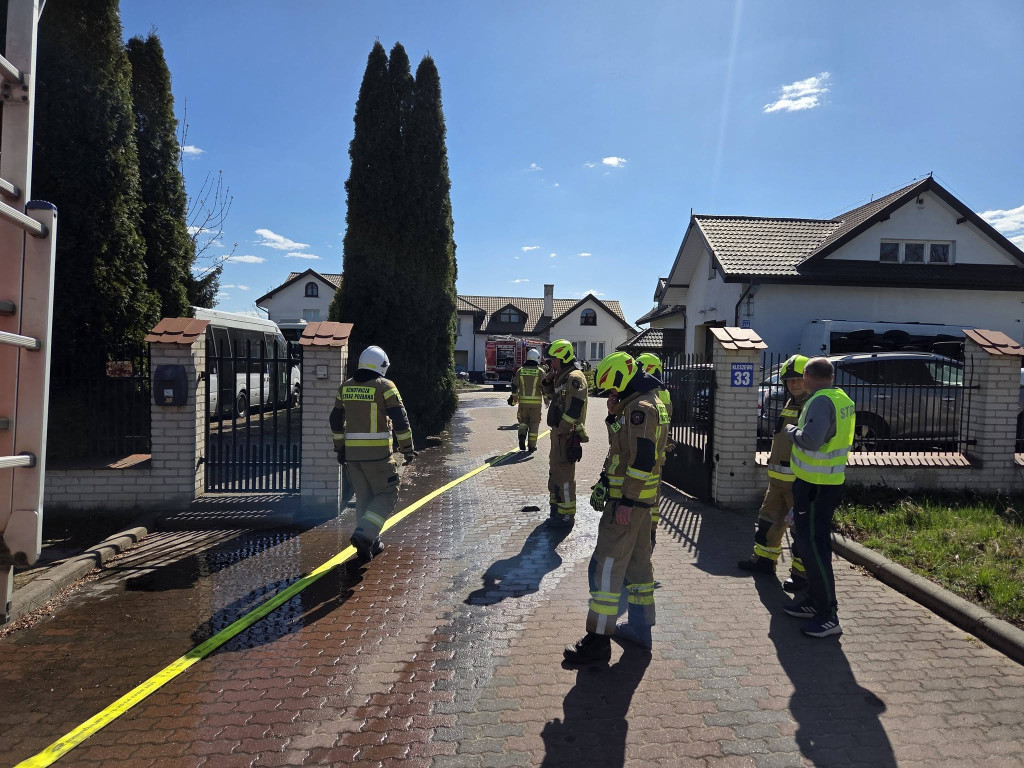 Pożar w firmie transportowej