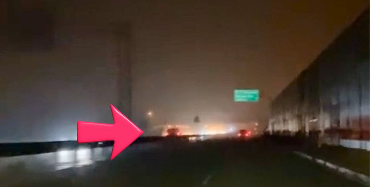 bwodnica Serocka: pojazd jadący pod prąd w stronę Warszawy