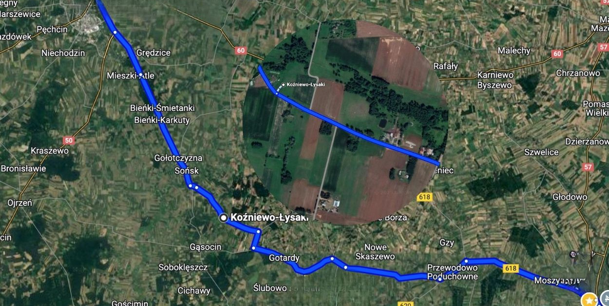 Miejsce wypadku w Koźniewie-Łysakach – trwa policyjne śledztwo.