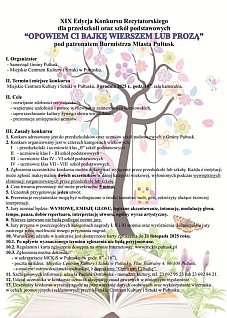 ZAPROSZENIE na XIX Edycję Konkursu Recytatorskiego