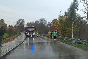Mokra jezdnia zebrała żniwo! Akcja strażaków pod Pułtuskiem-33093