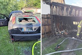 Pożar auta i budynku gospodarczego w Gnatach-Szczerbakach