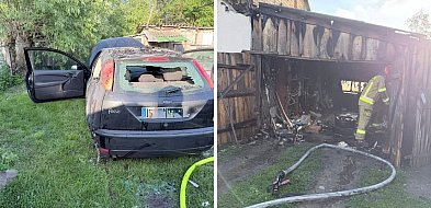 Pożar auta i budynku gospodarczego w Gnatach-Szczerbakach