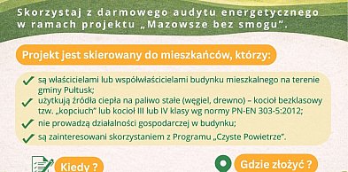 Bezpłatny audyt energetyczny dla mieszkańców gminy Pułtusk