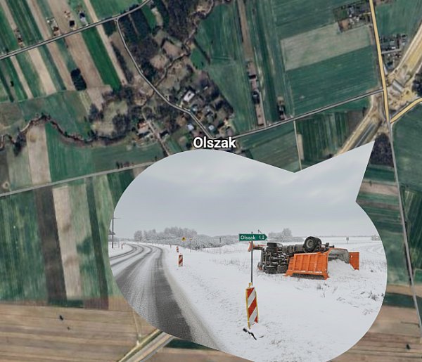 Groźny wypadek na drodze do Pułtuska. Pług na boku-34966