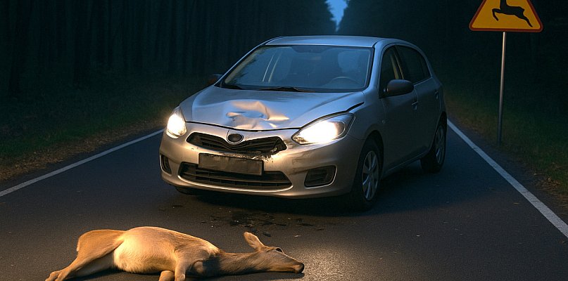 Nie zdążyli zahamować! Dwa potrącenia zwierząt jednego dnia pod Pułtuskiem - 33623