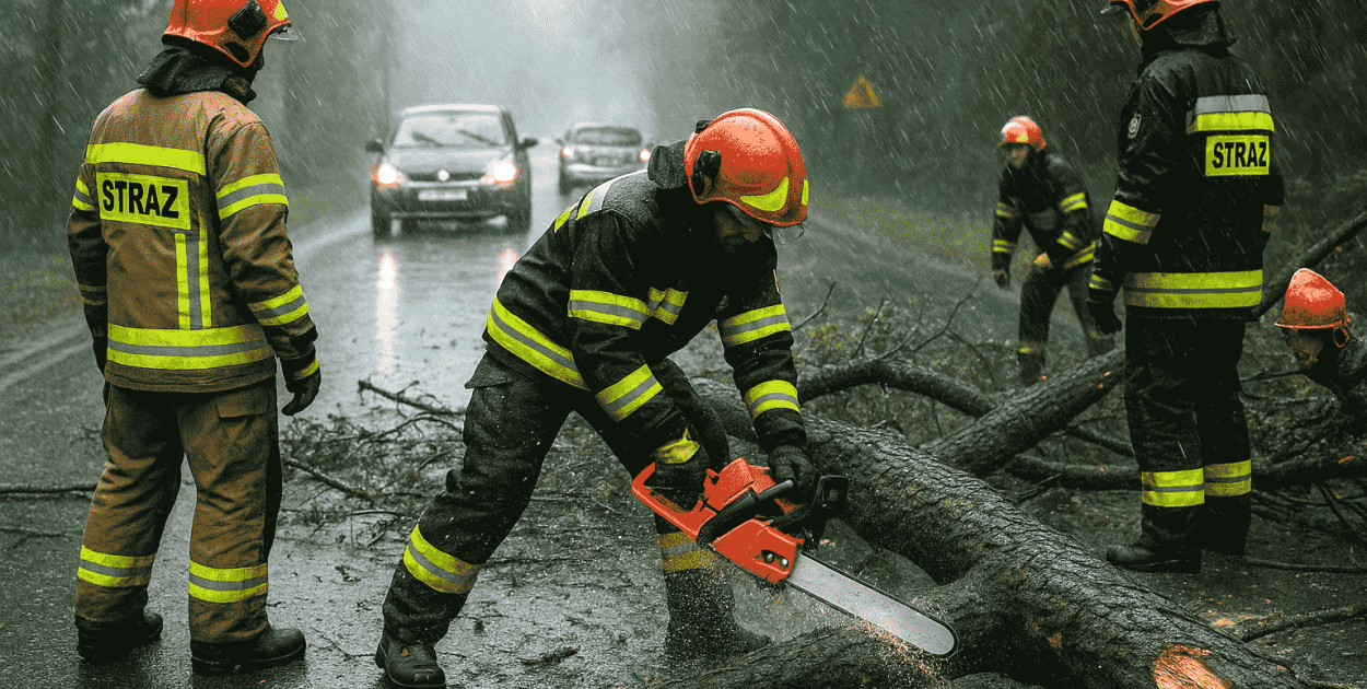 Nawałnica nad Pułtuskiem: kilkanaście interwencji i brak prądu