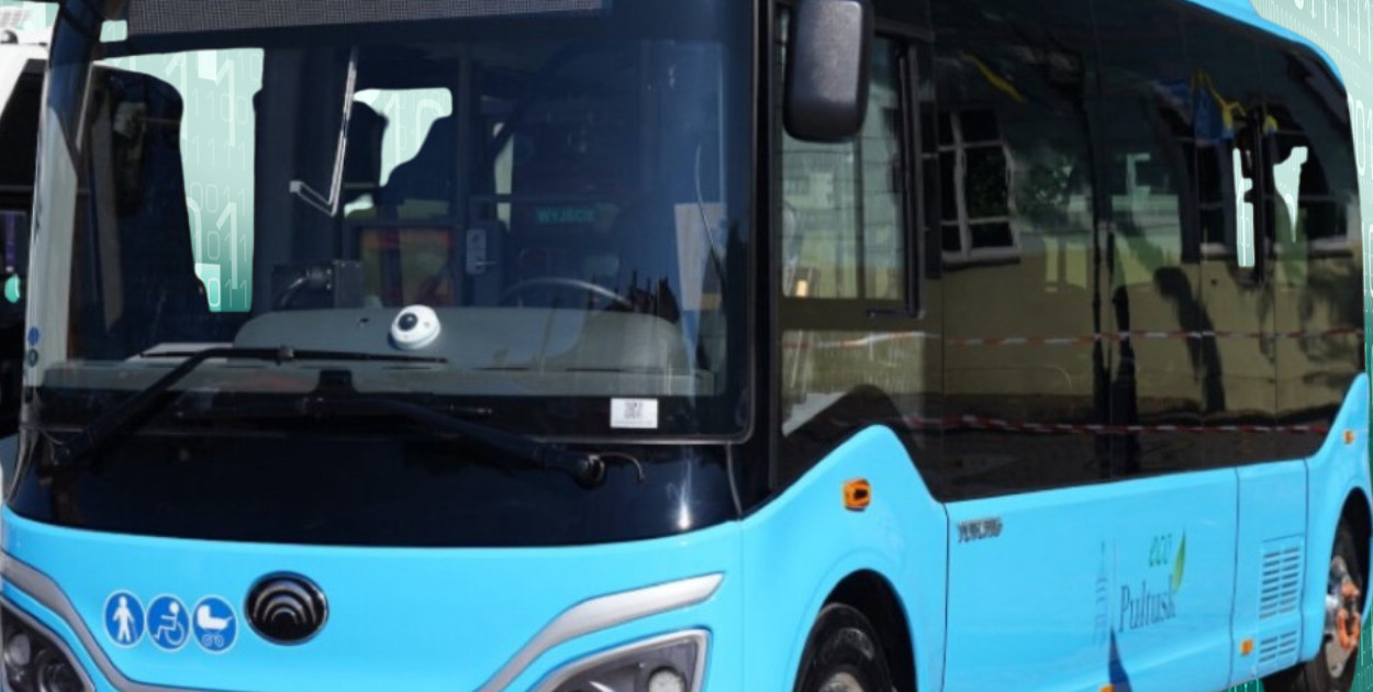 Chiński autobus Yutong E7 na ulicach Pułtuska – nowoczesny, ale pod lupą cyberbezpieczeństwa.