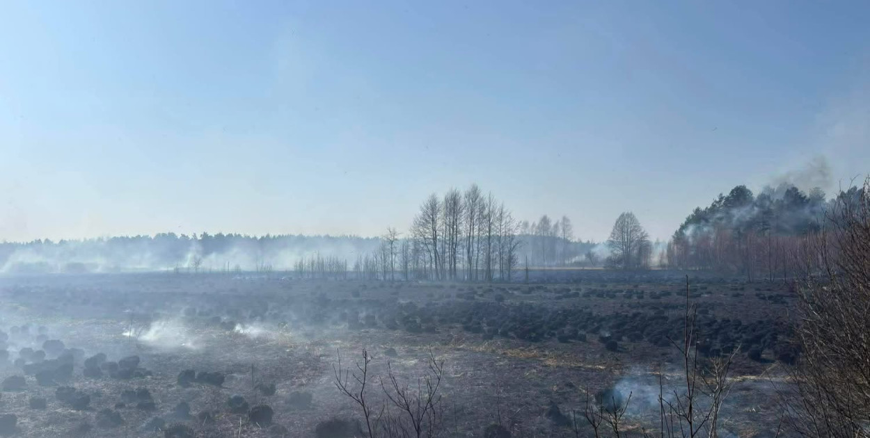 Straż Pożarna walczy z pożarem; płonie 25 hektarów lasu i łąk